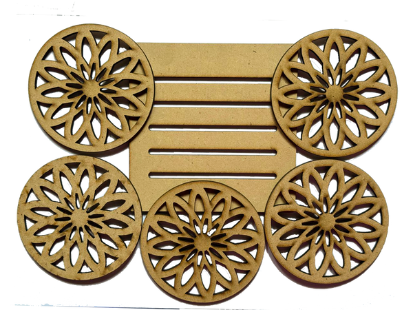 Laser Wood Coaster Set - LW 144