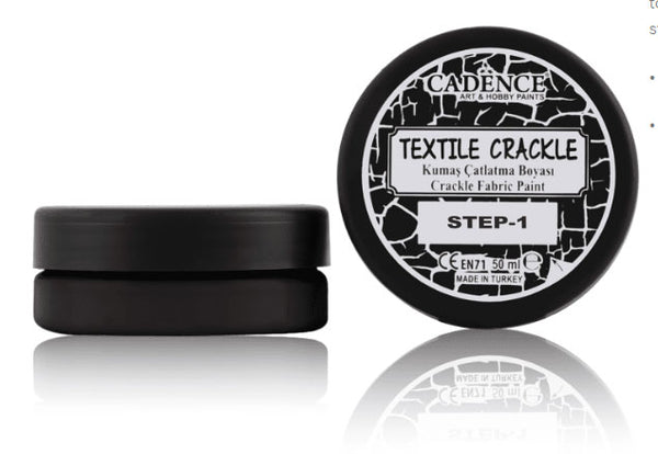 Textile Crackle Fabric Paint- 2 Steps - 50 ML - Black  - TC 02