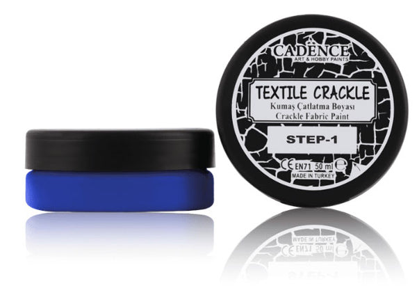Textile Crackle Fabric Paint- 2 Steps - 50 ML -  Cobalt Blue- TC 08