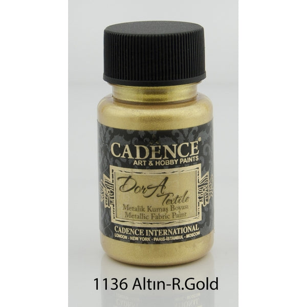 Dora Textile Metallic Fabric Paints- R.Gold- 50 ML - 1136